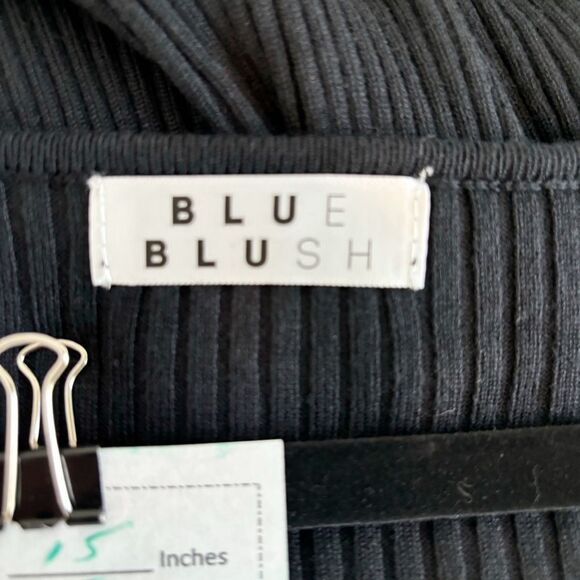 Blue Blush Black Ribbed Lace-Up Bodycon Dress | Size M | Long Sleeve - Picture 9 of 11